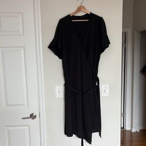 Who What Wear Black Midi Wrap Dress
